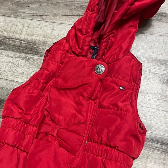 Tommy Hilfiger Sleeveless Full Zip Vest Red Baby Girl Size 3T - Picture 4 of 5